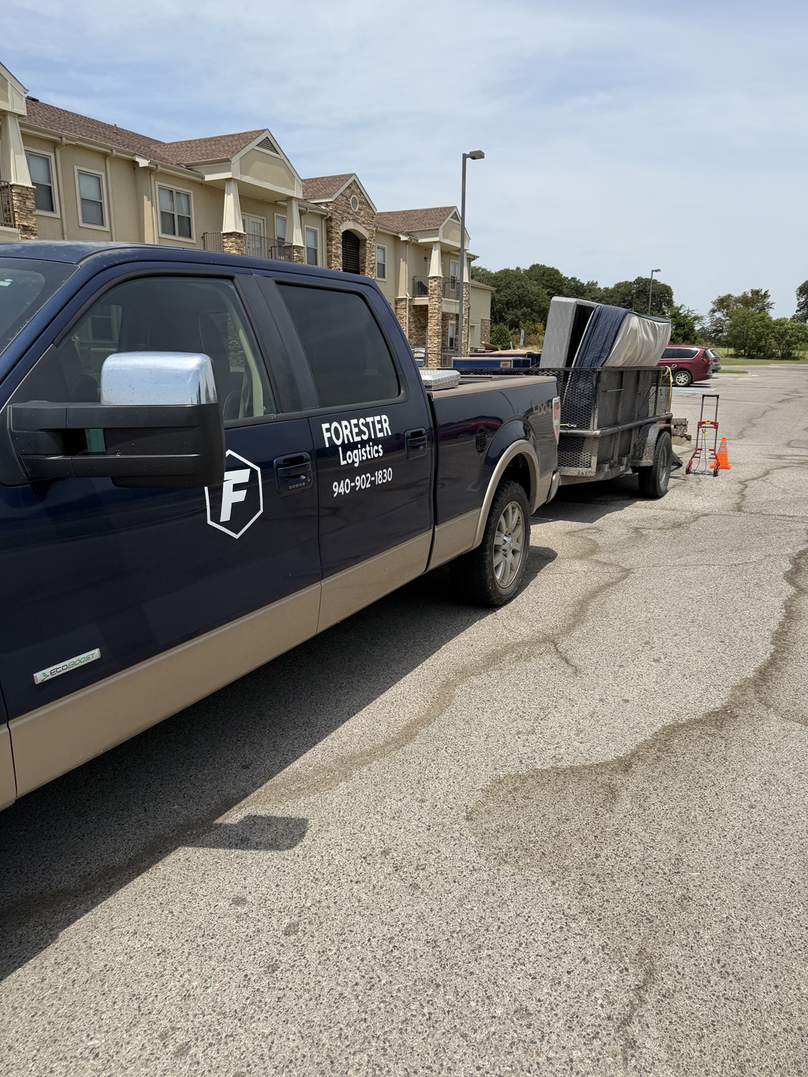 Forester Logistics truck and trailer prepared for a residential move